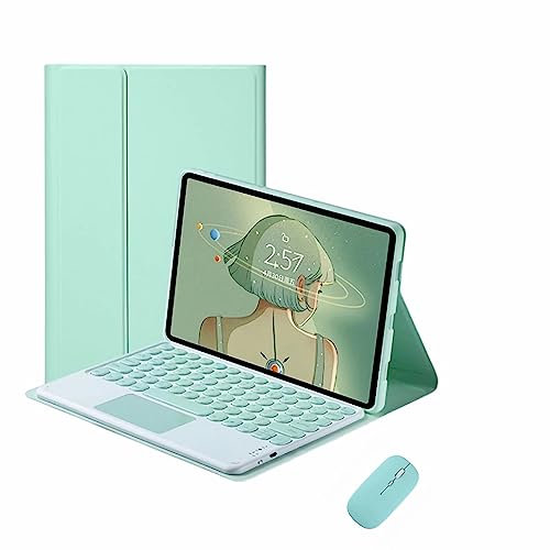 CLALOC Funda con Teclado táctil para Lenovo Tab M10 3rd Gen 10.1 2022 Funda, Funda con Teclado Bluetooth Trackpad Desmontable para Lenovo Tab M10 Plus 10.3 11.2,con ratón,Green 01,M10 Plus 3gen 10.6