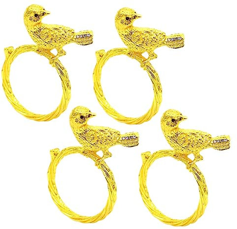 KONTONTY 4 Stück Vogel-serviettenringe Vogel Serviettenschnallen Serviettenschnalle Metall Dekorativer Serviettenring Vogel Auf AST-serviettenringen Legierung Esstisch Einrichtung Bankett
