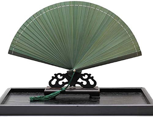 Ventiladores plegables de mano Ventilador pequeño clásico japonés antiguo Ventilador de regalo portátil Ventilador de mano Decoración de pared (Color : Amarillo) (Verde)