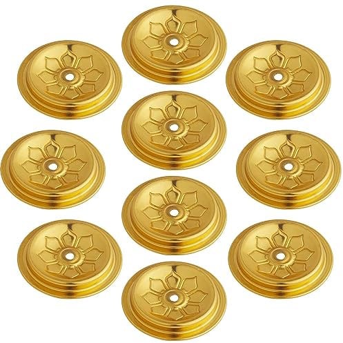 GORGECRAFT 10Pcs Metal Floating Wick Ghee Oil Lamp Disc Holder Candle Float Stand Rack Replacement Table Centerpiece Worship Tealight Wick Centering Devices Buddhist Supplies for Temple Kerosene Fuel