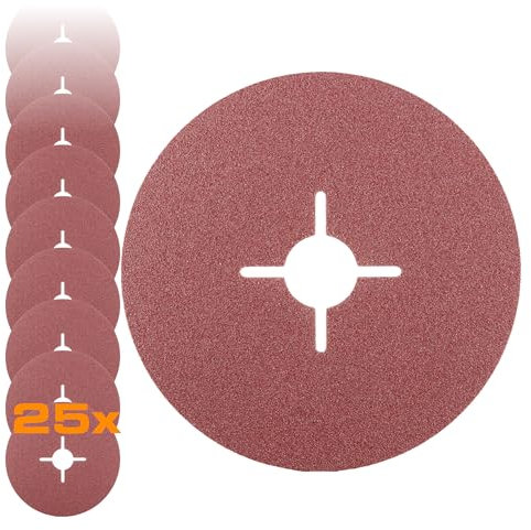 RHODIUS KFS | 25 Stück Ø 125 mm K100 Fiberscheiben | für Winkelschleifer | Schleifscheibe Metall | Fiberschleifscheibe, Schleifblatt