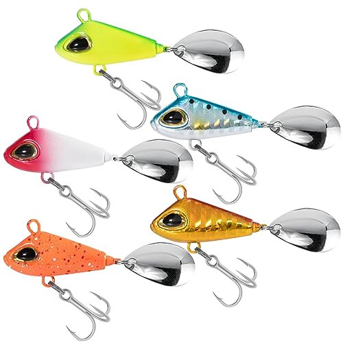 Dr.Fish Jig Spinner Barsch Angelköder 6g/10g/18g/22g Spin-Jig Köder für Barsch Hecht Zander Forellen Spinnköder Spintail Jig Wobbler mit Spinnerblatt Bleikopfspinner Süßwasser Salzwasser Angeln