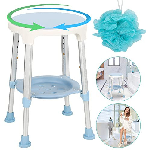 Ansobea Duschhocker 360°Drehbarer,42-54cm Höhenverstellbar Duschstuhl, Stabil Duschhilfe,Anti-Rutsch Duschsitz,Badsitz für Senioren, Schwangere,Menschen mit Behinderungen