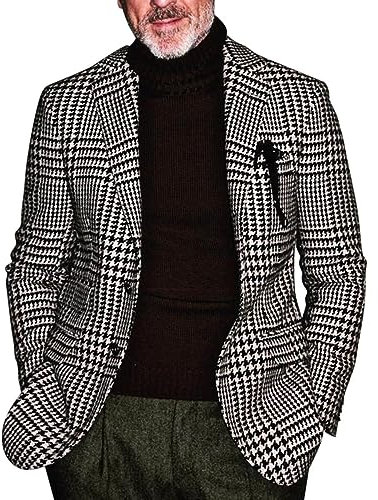 Oanviso Homme Blazer à Carreaux Slim Fit Décontracté Veste de Costume Business Revers Blazers de Treillis avec Boutons Blousons Classique Elégant Automne Vestes Mode Manteaux Légère Mariage C 01 XL
