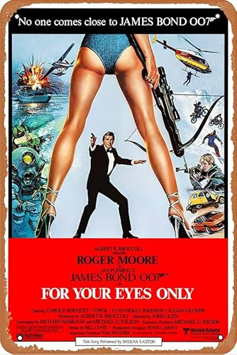 Vintage Metall-Blechschild Retro Metallschild For Your Eyes Only 1981 James Bond Nachdruck – 007 Heimdekoration in Posterdruck oder Leinwandkunst, Zuhause, Bar, Kneipe, Garage, Dekoration,
