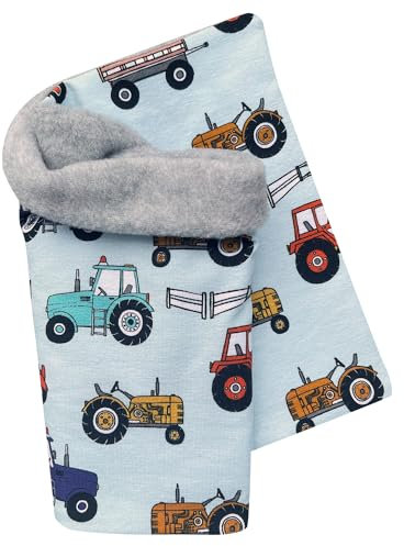 Wollhuhn Öko Mädchen/Jungen/Kinder Warmer Schlupfschal/Halstuch Innen Fleece Gefüttert Viele Motive Winter Übergangszeiten (aus Öko-Stoffen) 20220523 (Trecker Mint)