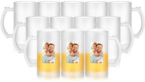 Mifoci Bierkrug mit Sublimationsdruck, blanko, personalisierbar, 473 ml, Milchglasbecher, kann Fototext oder Bilder hinzufügen, Geschenk für Ehemann, Vater, Männer, Trauzeugen, Hochzeit, Oktoberfest