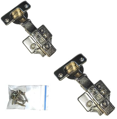Pack 2 Bisagras cazoleta recta 35mm para cocina y muebles, con base reguladora y con clip 110º de apertura