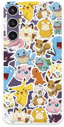 Schutzhülle kompatibel mit Samsung Galaxy S23 FE Offizielle Pokémon Pokémon Pattern Sticker zum Schutz Ihres Handys. Flexible transparente Silikonhülle, offizielle Pokémon-Lizenz