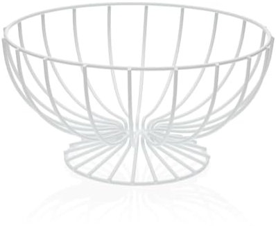 Versa Frutero Blanco Metal Cerámica Acero 26,5 x 13,5 x 26,5 cm