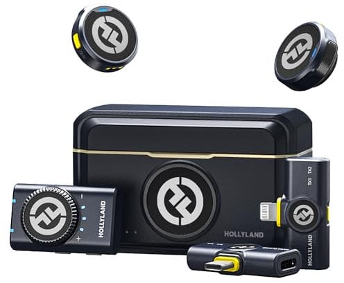 Hollyland Lark M2 Wireless Lavalier Mikrofon (2TX+3RX) für Kamera, iPhone, Android, PC, 48kHz/24 bit Hi-Fi Audio 40H Dauer 300m Reichweite, ENC Antischall Ansteckmikrofon kabellos für Vlog YouTube