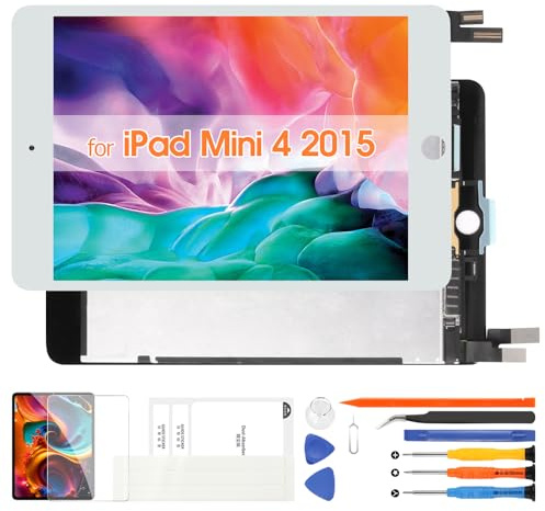 Ersatzbildschirm für iPad Mini 4 Mini4 2015 A1538 A1550 7,9 Zoll LCD Display Touch Digitizer Vollmontage mit Reparaturwerkzeugen (weiß)