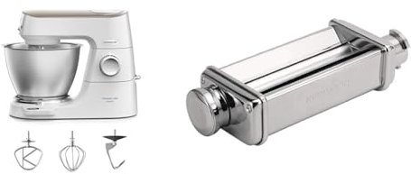 Kenwood Titanium Chef Baker XL KVC65.001WH, Impastatrice Planetaria con Bilancia Integrata & KAX980ME Accessorio Sfogliatrice per Impastatrice Planetaria, Acciaio Inossidabile