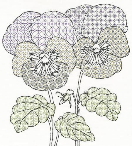 Bothy Threads - Blackwork Pansies Counted Cross Stitch Kit