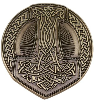 Patch Nation Thor's Hammer Mjolnir Viking Norse Rune Filigree Bronze Metal Pin Badge Brooch