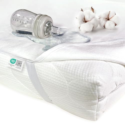 MAKIAN wasserdichte Betteinlage - Matratzenauflage 60x120 cm - Molton Matratzenschoner aus Baumwolle - Oeko-TEX® Standard 100 geprüft, wasserdicht & hygienisch - Kochfest & trocknergeeignet