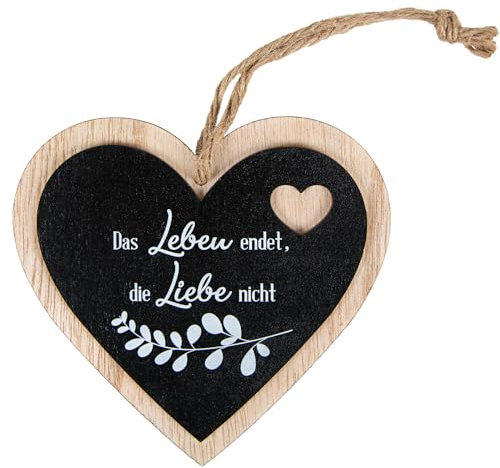 Logbuch-Verlag Trauergeschenk schwarzes Herz mit Trauerspruch Trauersymbol Holzherz für Trauerkarte 12 cm