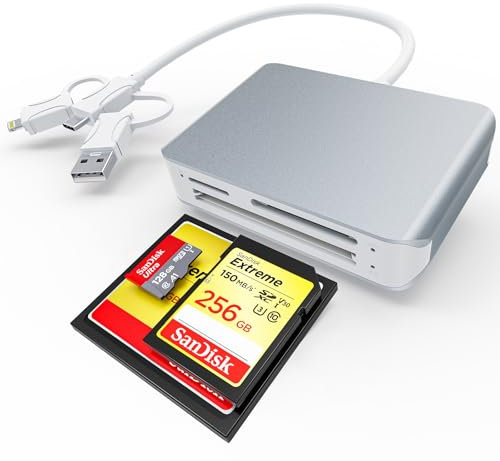 Compact Flash SD Card Reader for iPhone iPad Camera - 3 in 1 CF Card Reader USB C Universal Memory Card Adapter Supports Micro SD/SDHC/SDXC/TF/MMC and UHS-I Cards Digital Camera Adapter for iPhone 15