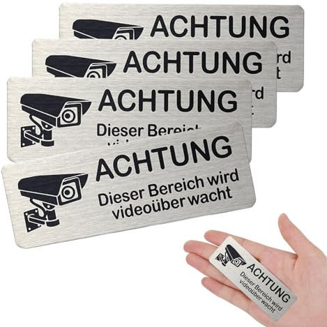 QZKJQDD Videoüberwachung Schild, Schild Videoüberwachung, Kamera überwachung innen, Türschild Personalisiert, Achtung Videoüberwachung Schild, Videoüberwachung Aufkleber, Videoüberwachung Aussen