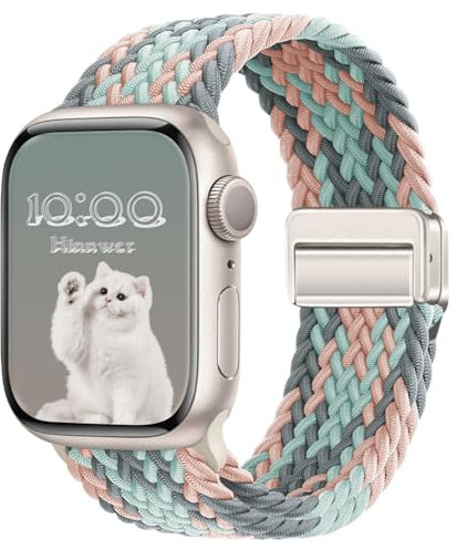 Hinnwer Trenzadas Correa para Apple Watch Pulsera 45mm 46mm 44mm 42mm 49mm, Pulsera Nailon con Cierre Magnético Diseñadas para iWatch Ultra 3 2 1 SE 3 2 1 Series 11 10 9 8 7 6 5 4 3 2 1 Gris Azul Rosa