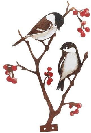 SEWOART Metallvögel An Einem Zweig Garten- Und Terrassendekoration Handgefertigte Eisen-skulptur Vogel-ornament Für Außenbereich Naturgetreue Farbgestaltung Kompakt Und Langlebig