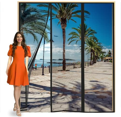 pour grille de fenêtre Rideau anti-mouches autocollant 130x270cm Porte de balcon rideau anti-mouches porte magnétique Portes moustiquaires sans perçage Noir