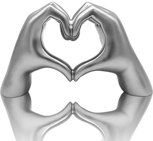 Huhote Herzform Hand Statue, Herz Hand Skulptur, Liebe Finger Statue, Herz Hände Statue, Geste Statuen und Skulpturen, Romantische Statue, Heimdekoration Für Wohnzimmer, Zimmer, Büro, Silbrig