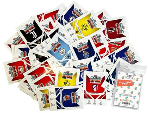 Bundle mit Match Attax Champions League 2024/25 - Trading Cards - 50 Verschiedene, zufällige Karten + Exklusive Collect-it Hüllen