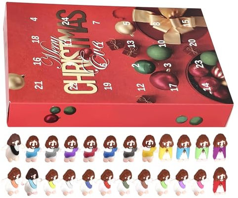 ycezw Adventskalender Weihnachten 2024, Jesus Adventskalender | Sammelfiguren Festliche Adventskalender | Weihnachts-Countdown-Kalender, 24 lustige Jesus-Spielzeuge