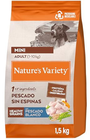 Nature's Variety Healthy Grains – Futter für Hunde, Mini Erwachsene, mit Weißfisch, ohne Dornen, 1,5 kg