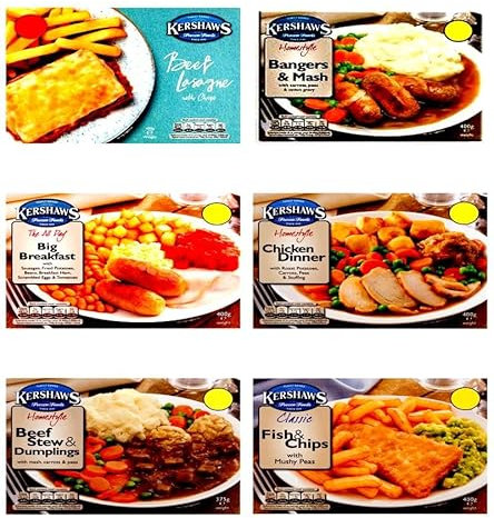 Kershaws Healthy 6 Pack Ready Meal Combo Bundles, High Protein Plant-Based Meals (Beef lasagne/Bangers & mash/All day big breakfast/Chicken dinner/Beef stew & dumplings/Fish & chips)