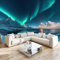 JEDTAKCT Papier Peint Panoramique Ciel D'Aurore 350X256Cm - Photo Décoration Murale – Papier Peint Mural Pour Cuisine Chambre, Salon, Fond Tv - Montagnes Enneigées Océan - Revêtement Mural