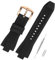 Watch Band Compatible with Michael Kors, Soft Silicone Rubber Replacement Wrist Strap for Michael MK8152 MK8356 Watch Straps (Black with Rose Gold Buckle)