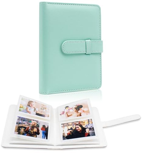 64 Taschen Fotoalbum Buch für 2x3 Inch Film - Mini kleine Alben für Fujifilm Instax Mini Sofortbildkamera, für Polaroid Hi-Print Bilder, Kpop Fotokartenhalter Binder (Mint)