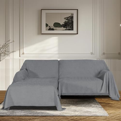 BellaHills Wasserdicht Sofabezug Ecksofa I Form Sofa Überzug Couchbezug Couch Überwurf 1/2/3 Sitzer Sofaschutz Sofaüberwurfe Couchschoner Sofabezüge für Hund Katze (Grau, 180230cm x 180279cm)