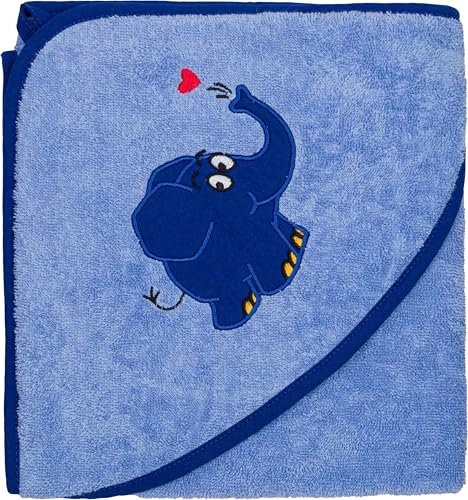 Smithy Kapuzenhandtuch, 80 x 80 cm, Blauer Elefant Design, Deutsche Marke, Die Sendung mit der Maus