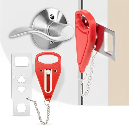 ZKGYUS Cerradura de Seguridad Portátil, Cerradura Portatil Puerta Viaje, Cerradura Seguridad Puerta Casa, Cerrojo Antirrobo Adecuado para Hogares, Viajes, Apartamentos