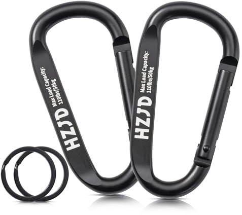 HZJD Mosquetón Caribeaner Clip, 110 libras, aluminio resistente de 3 pulgadas (2 unidades)