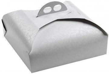 Dream' s Party scatola PORTA TORTA in cartone - per trasportare DOLCI, TORTE ecc. - adatto per torte e vassoi TONDI o QUADRATI - Bianco Ramage (40 x 40cm)