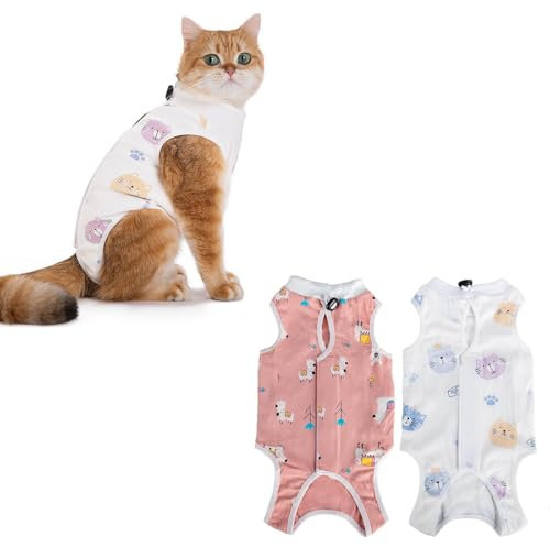 GIEEU Katzen-Genesungsanzug, Schutzbody für Katzen, nach Operationen, nach Operationen, Erholungsanzug, weibliche Bauchwunden, Größe M (2-4 kg Katze)