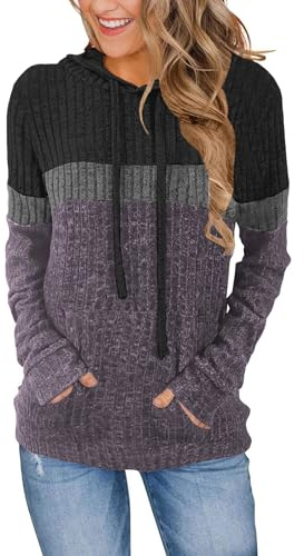 DUOEASE Felpe Donna con Cappuccio Casual Elegant Maglia Donna con Tasche Autunno Invernale Maniche Lunghe Top