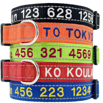 Hundehalsband Große Kleine Mittelgroße Hunde Halsbänder Personalisiert mit Namen Reflektierendes Gepolstertes Nylon, 4 Einstellbare Größen, 11 Farben