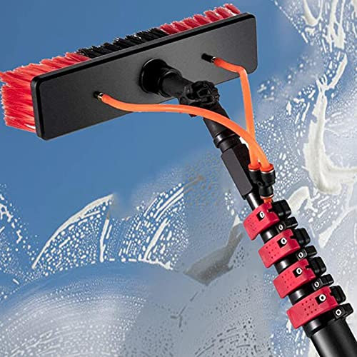 OOMRNV High-Strength Carbon Fiber Retractable High-Altitude Cleaning Window Cleaning Brush Solar Panel Cleaning Brush Window Cleaning Pole Water Fed Brush,7.2m/24FT