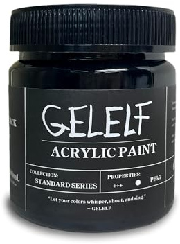GELELF Pinturas acrílicas para impresión en placa de gel, pintura acrílica de transferencia perfecta, color negro lámpara, opaca, 280 ml, 9.5 onzas