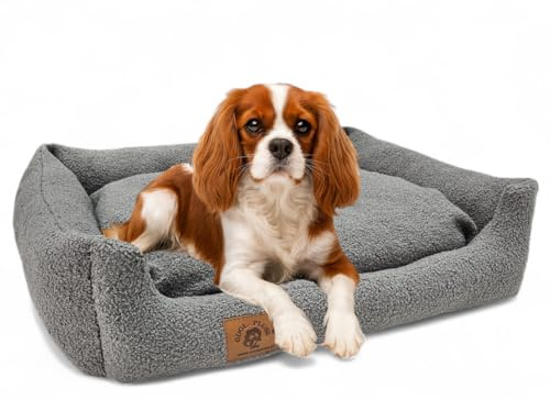 Odolplusz Hundebett XXL, Waschbar, Flauschig, 70x60cm, Grau, mit Erhöhten Rändern und Herausnehmbarem Kissen (Graphit)