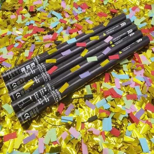 Konfettikanone mit 25 Stück, riesiger Konfetti-Shooter, 80 cm, ideal für Karneval, Partys, Geburtstage und Weihnachten. Farbig und goldfarben.