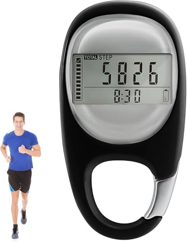 3D Schrittzähler Clip mit Großdisplay - Schrittzähler ohne APP & Handy für Gehen, Laufen, Sport, ideal für Senioren, Kinder, Männer & Frauen (Black)