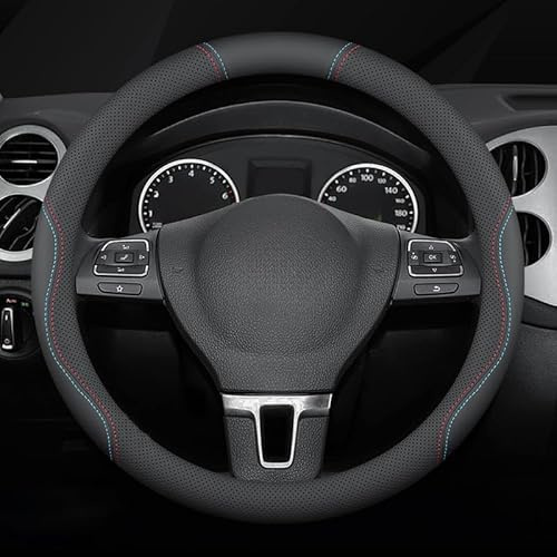 QIANRUIA Auto Lenkradbezug Leder für Mercedes Benz CLK W209 2002-2007, Lenkradhülle Anti Rutsch Breathable Lenkradschutz Lenkradabdeckungen für Frauen Männer,Black-Line