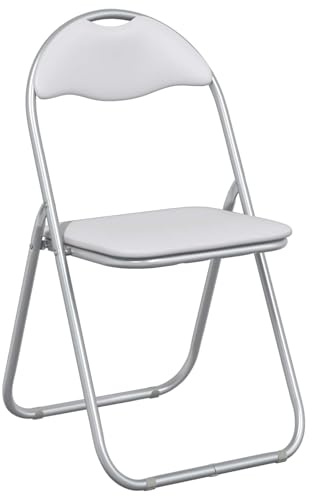 vidaXL Klappstuhl 8 pcs Weiß und Grau 48 x 43,5 x 81 cm Kunstleder, Moderner klappbarer Esszimmerstuhl, kompakt, Kunstleder, schaumstoffgepolstert, bequem, platzsparend, einfach zu lagern