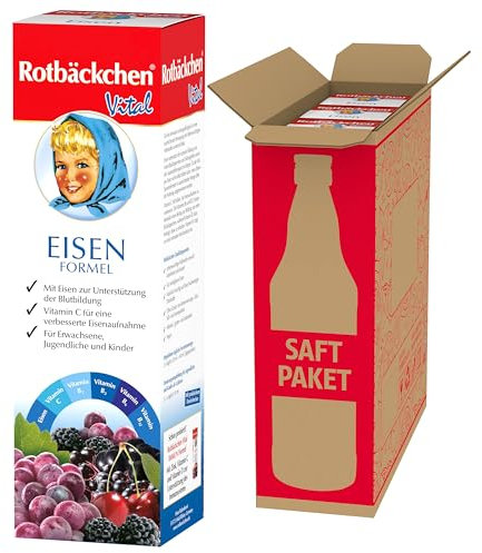 ROTBÄCKCHEN Vital Eisen Formel 3er Pack (3 x 450 ml) - Nahrungsergänzungsmittel mit Eisen und Vitamin C, B1, B2, B6 und B12 Flüssigkeit